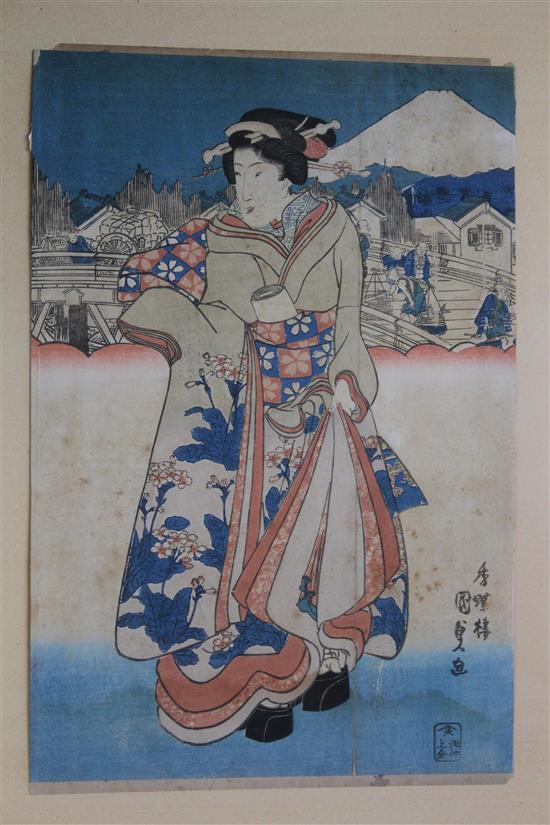 Toyoshige Samurai,  & 7 other woodblock prints - unframed.
